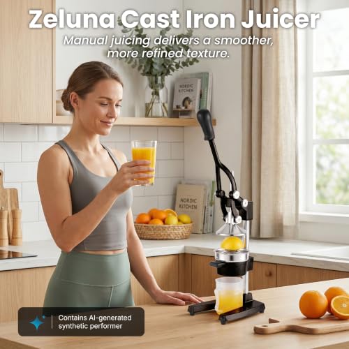 Cast Iron Manual Hand Press Juicer for Citrus & Pomegranate,Black - color: Black