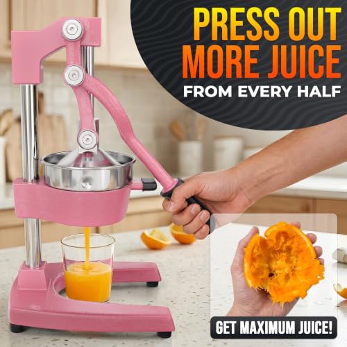Cast Iron Juicer Hand Press, Heavy-Duty Squeezer (Pink) - color: Pink