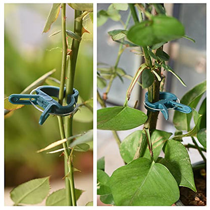 PERSZEN Plant Support Clips, 80 PCS Gentle Flower Plant Clamps for Supporting Vine Climbing Plants, Gardening Lever Loop Gripper Clips Help Stems Vines Grow Straight Upright, 2 Sizes in one Pack - size: 80