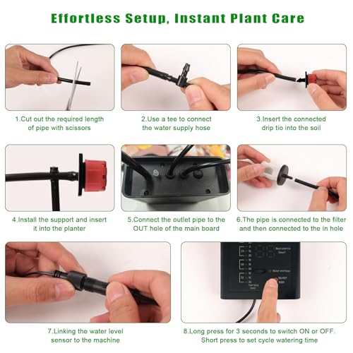 Solar Irrigation System for Garden, Solar Drip Irrigation System Automatic Drip Irrigation Kits with Irrigation Timer, Solar Powered Garden Watering System for Balcony, Vacation Plant Care