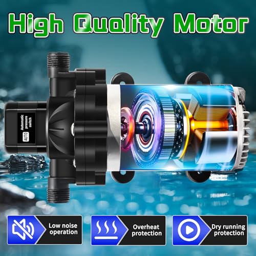 12V Fresh Water Pump,2088-403-144/2088-554-144 Diaphragm RV Pump,45 PSI 3.5 Gallons Per Minute RV Water Pump with 1/2MNPT Connection for Agricultural Spraying RV Marine Yacht - color: Silver1