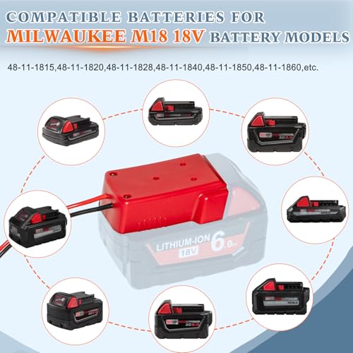 12V/24V 100W Oil Change Pump Set, Fast 1-4L/min Flow Oil Transfer Pump with Red Battery Adapter Compatible with Milwaukee M18 18V Battery, Fluid Transfer for Trucks, Boats, Lawnmowers - color: SET 02+Red battery adapter