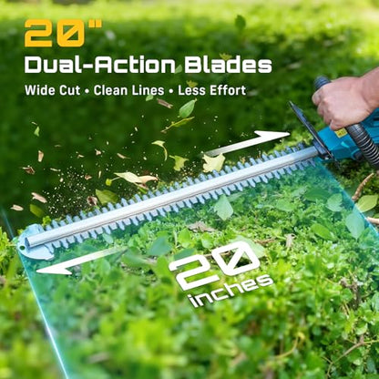 SEESII 20" Hedge Trimmer Cordless with 2× 4.0Ah Battery, Lightweight Design - color: Blue