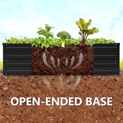 Vengarus 2PCS 12x4x1ft Galvanized Raised Garden Beds Kit,Planter Box Black - color: Black, size: 12x4x1FT(2PCS)