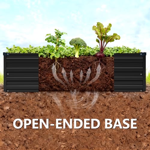 Vengarus 2PCS 9x3x1ft Galvanized Raised Garden Beds Kit,Planter Box Black - color: Black, size: 9x3x1FT(2PCS)