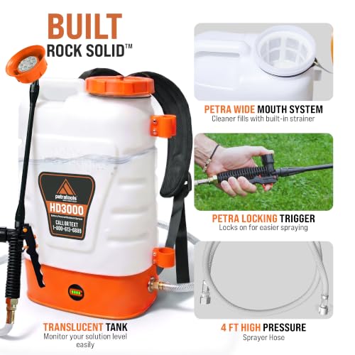 PetraTools 3 Gallon Battery Powered Backpack Sprayer - 2.5 Hour Runtime - size: HD3000 (6 Nozzles)