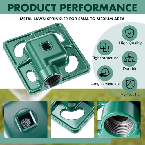Baquler 2 Pcs Stationary Spot Sprinkler 900 Sqft Metal Square Base Lawn