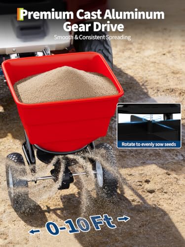 130 lbs Tow-Behind Broadcast Spreader, Pull Behind Fertilizer&Seed Spreader
