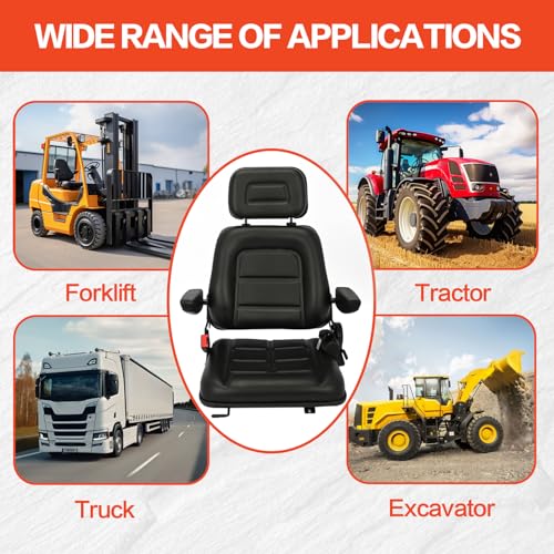 lukar Universal Tractor Seat, Lawn Mower Seat Riding, Forklift Seat