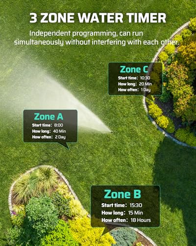 DEWENWILS 3 Zone Sprinkler Timer, Automatic Garden Watering System - color: 3 Zone - Gray