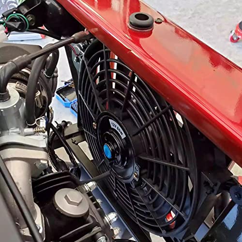 BLACKHORSE-RACING 16" 16 inch Electric Radiator Fan High 3000 + CFM Thermostat Wiring Switch Relay Kit Black - size: 16 Inch