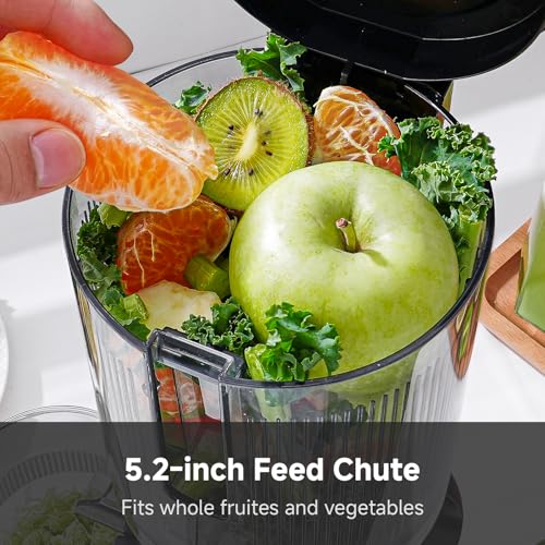 AMZCHEF Cold Press Juicer, 5.2" Whole Fruit Self-Feeding Slow Juicer - color: Silver, size: 5.2 Inch