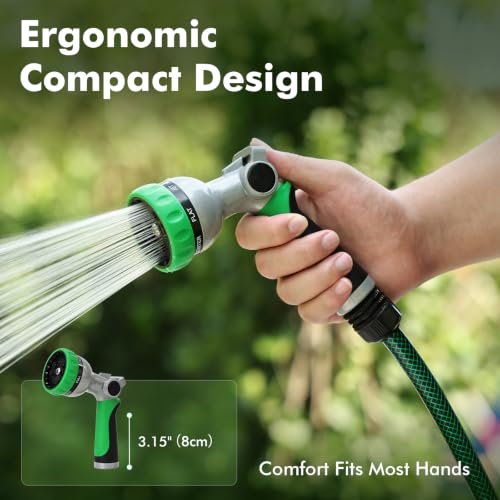 RESTMO Water Hose Nozzle, Metal Garden Sprayer, Medium Duty, Leak-proof - color: Green