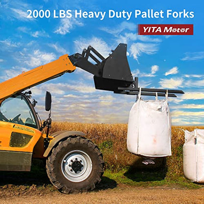 YITAMOTOR 43" Clamp on Pallet Forks, 2000lbs Skid Steer Tractor Bucket Fork - size: 43 Inch 2000LBS