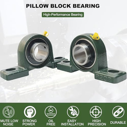2 Pack UCP206-20 Pillow Block Bearing - 1-1/4 Inch Mounted Pillow Block Bearings Solid Cast Iron Base - Self Alignment (UCP206) - style: UCP206-20
