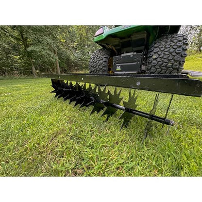 Yarn Stuff Spike Lawn Aerator, 40 Inch Wide Pin-Style Hitch with Weight Tray, Tiller for Gardening and Soil Penetration, Lawn Mower and ATV Compatible