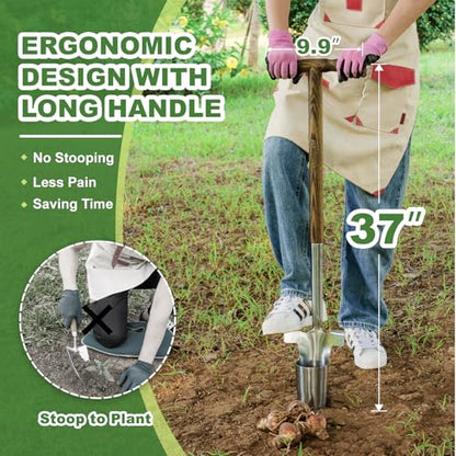 Haliaeetus Long Handle Bulb Planter Tool, 37'' Stainless Steel Bulb Planter - size: 37'' Long Handled Bulb Planter Tool