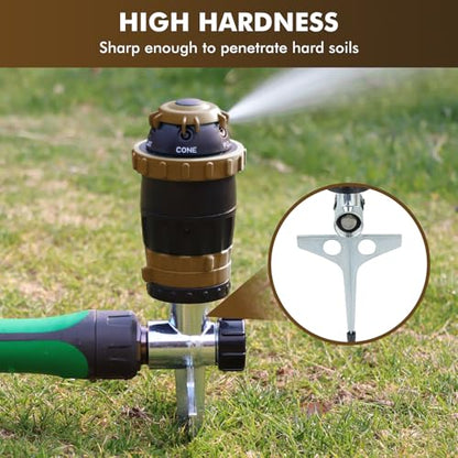 RESTMO Gear Drive Sprinkler with Metal T-Spike Base,Brown - color: Brown, size: 1 Pack