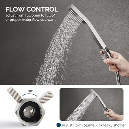 Angle Simple Shower Valve Brushed Nickel, Flow Adjuster Restrictor Shut Off - color: Brushed Nickel