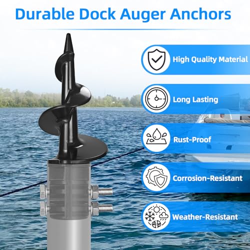 Dock Auger for 2" OD Pipe w/ 1.725" ID or 1.790" ID, Dock Sand Auger for PVC Tubing Sandbar Anchor or Aluminum Dock Post Pole,Stationary/Floating Dock Auger Anchors for Mud,Sand,Lake,Clay,River Bottom - style: 8 Pack Dock Augers