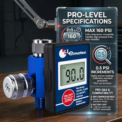 LE LEMATEC Digital Paint Gun Air Regulator with LED Gauge, 1/4 NPT - style: Pro Digital Version