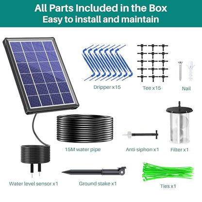 Biling 4W Solar Drip Irrigation System with Battery for 15 Potted Plants - size: 4W