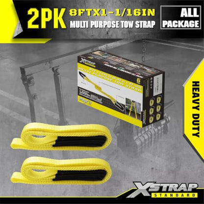 XSTRAP STANDARD 2PK 1"x8' Lift Sling Straps Wear Guard End Heavy Duty Strap - style: 2pk 1''x8ft