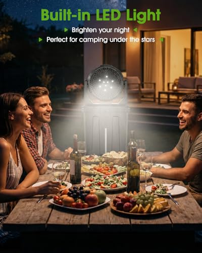 Ausic 2026 Upgraded 10″ 9L Oscillating Portable Misting Fan With Light, [Max 55Hrs] Golf Cart Mister Fan for Outside Patios, Outdoor Rechargeable Battery Operated Water Cool Fan-3 Spray Misters - color: Black