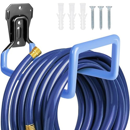 PeoMev Hose Holder Wall Mount Metal Hose Hook Garden Hose Rack - color: Blue