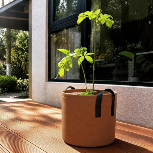 10 Gallon Grow Bags, Heavy Duty Fabric Pots with Handles for Vegetables - color: Brown, size: 10 gallon