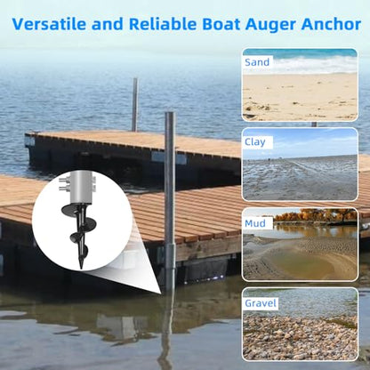Dock Auger for 2" OD Pipe w/ 1.725" ID or 1.790" ID, Dock Sand Auger for PVC Tubing Sandbar Anchor or Aluminum Dock Post Pole,Stationary/Floating Dock Auger Anchors for Mud,Sand,Lake,Clay,River Bottom - style: 4 Pack Dock Post Augers