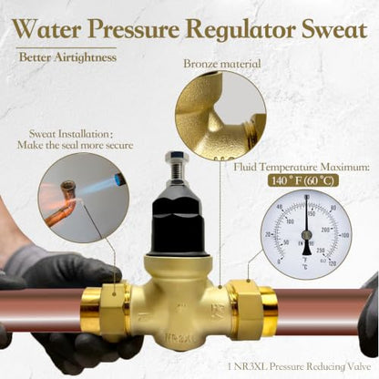 Pressure Reducing Valve 1 inch, Water Pressure Regulator for Home