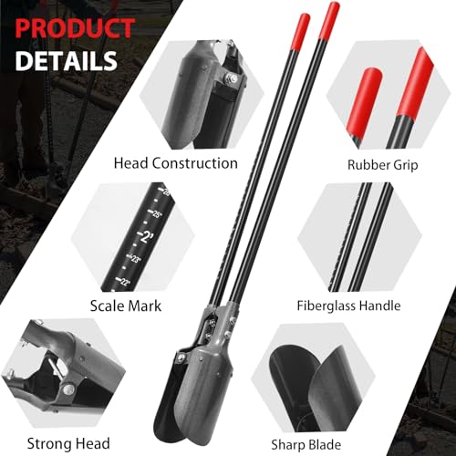 Post Hole Digger Fiberglass Handle with Scale Mark 58in for Digging