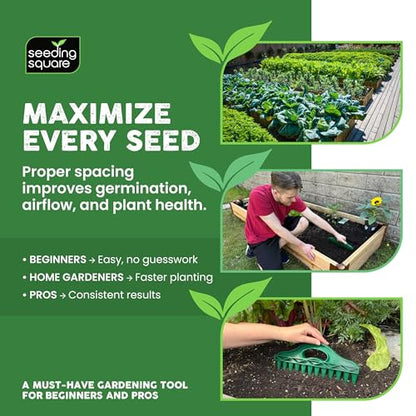 Seeding Square Sneaky Weeder + Row Seeder Bundle – Garden Weeding Tool, Row Maker & Seed Spacing Template for Raised Bed & Vegetable Gardening