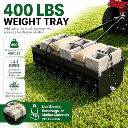 35-Inch Pull Behind Aerator, 8 Star Tines, 2.5-Inch Soil Depth