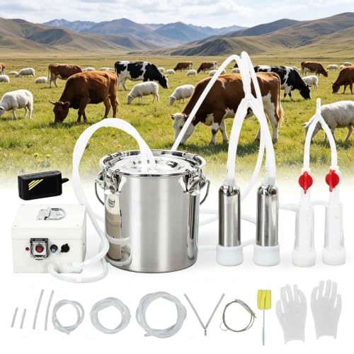 Electric Pulsating Milking Machine for Cows Goats,3L Stainless Steel Bucket - size: 3L