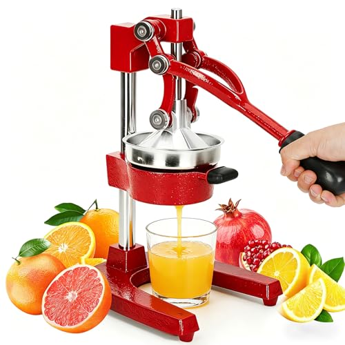 Cast Iron Juicer Hand Press Heavy Duty, Orange Juicer - color: Red