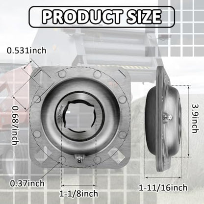 FD209RM 1-1/8" Square Bore Disc Harrow Flange Bearing for Farm Machinery