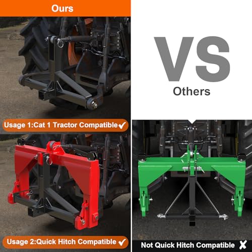 3 Point Hitch Receiver Quick Hitch Compatible, Cat.1 Tractor Mover Draw Bar