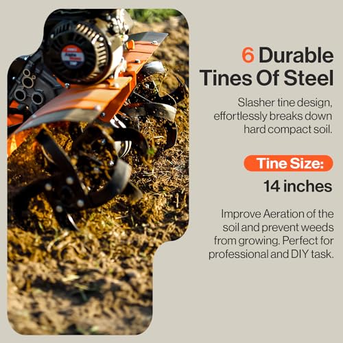 SuperHandy Tiller Cultivator, 7HP 209cc, Soil Tiller, Use Case Focus - style: Front Tine Tiller