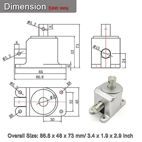 1:1 Right Angle Tapered Bevel Gearbox 1.5 Module 20 Teeth 90° Angle Drive Steering Gear Device Simple Mechanical DIY Module with 15mm Shaft
