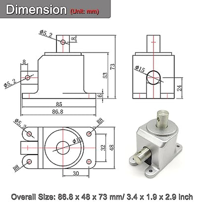 1:1 Right Angle Tapered Bevel Gearbox 1.5 Module 20 Teeth 90° Angle Drive Steering Gear Device Simple Mechanical DIY Module with 15mm Shaft