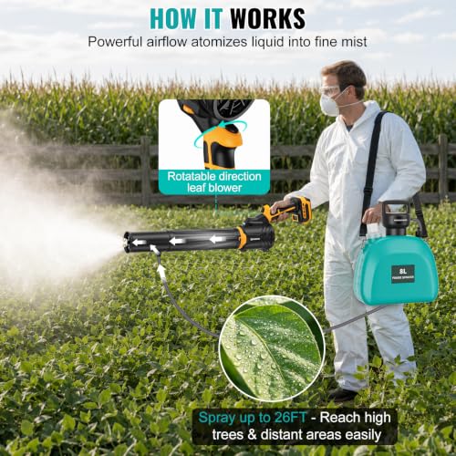 3-in-1 Battery Powered Sprayer Blower Compatible for Dewalt 20V Battery - color: Yellow