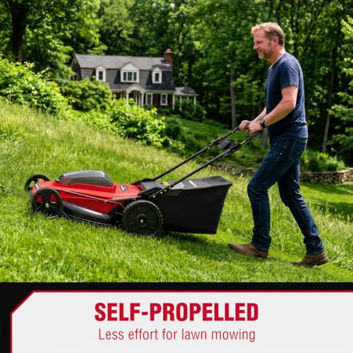 20" Self Propelled Lawn Mower,3-in-1 Walk-Behind Mower - color: Black and Red