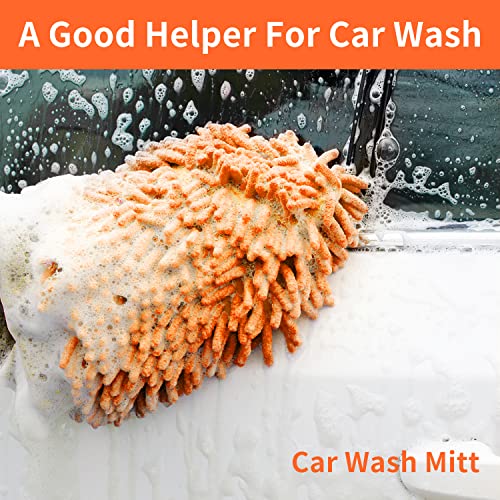 Garden Hose Nozzle,8 Patterns Hose Sprayer High Pressure,Heavy Duty Dog Wash,Metal Water Hose Nozzle with Soap Dispenser,Car Wash Foam Gun with A Car Wash Mitt - color: Orange2