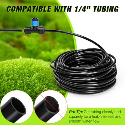 Bonviee 24-Pack 1/4-Inch Tee Vortex Emitters for Drip Irrigation - size: 1/4” Push-to-Connect Tee- Vortex- 24 PCS