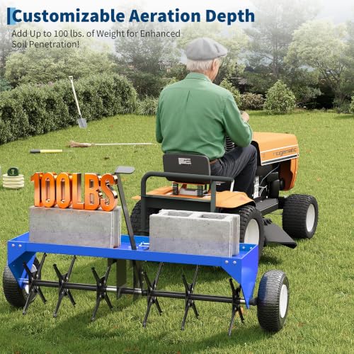 Garvee 40" Tow Behind Lawn Aerator, Universal Hitch, ATV/UTV/Tractor - size: 40"
