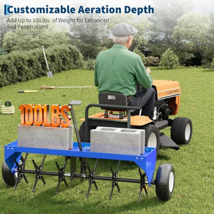 Garvee 40" Tow Behind Lawn Aerator, Universal Hitch, ATV/UTV/Tractor - size: 40"