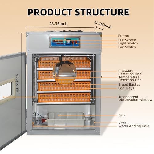 XKV 352 Egg Large Incubator with Automatic Egg Turning,with Viewing Window - size: 352 Egg-235L
