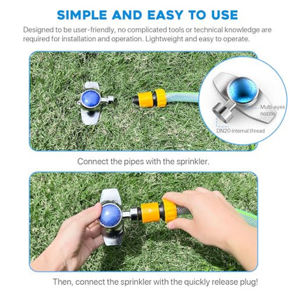 3Pack 360° Metal Spot Sprinklers for Lawn Garden Yard 30FT Blue | Durable Outdoor Metal Build, Gentle Water Flow, Water-Efficient Long-Distance Irrigation, Perfect for Yards and Landscapes - color: Blue